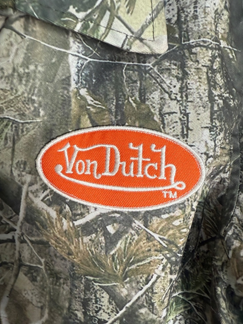 VON DUTCH NWT Cropped Camo Jacket Orange Logo Embroidery Size M - Picture 7 of 8